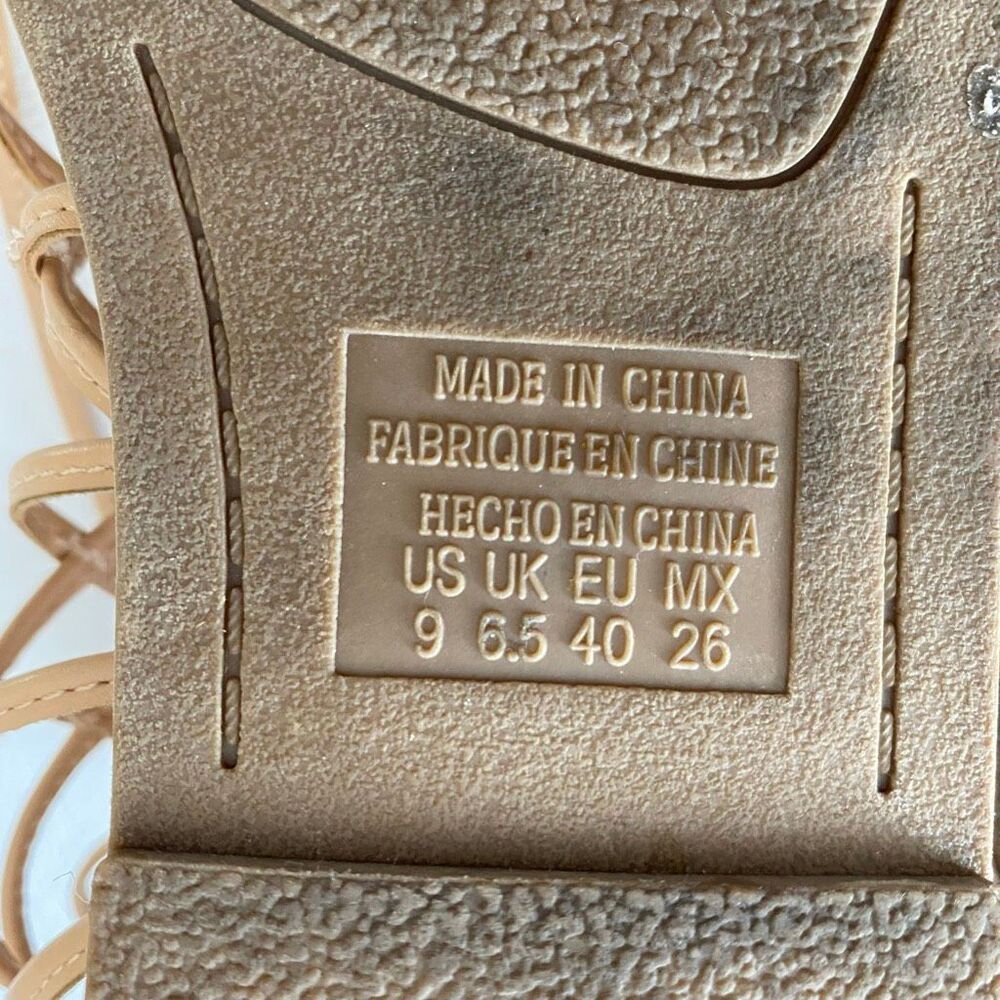 American Eagle Lace Up Gladiator Sandals Tan Flat Ankle Wrap Size 9 - Picture 5 of 6